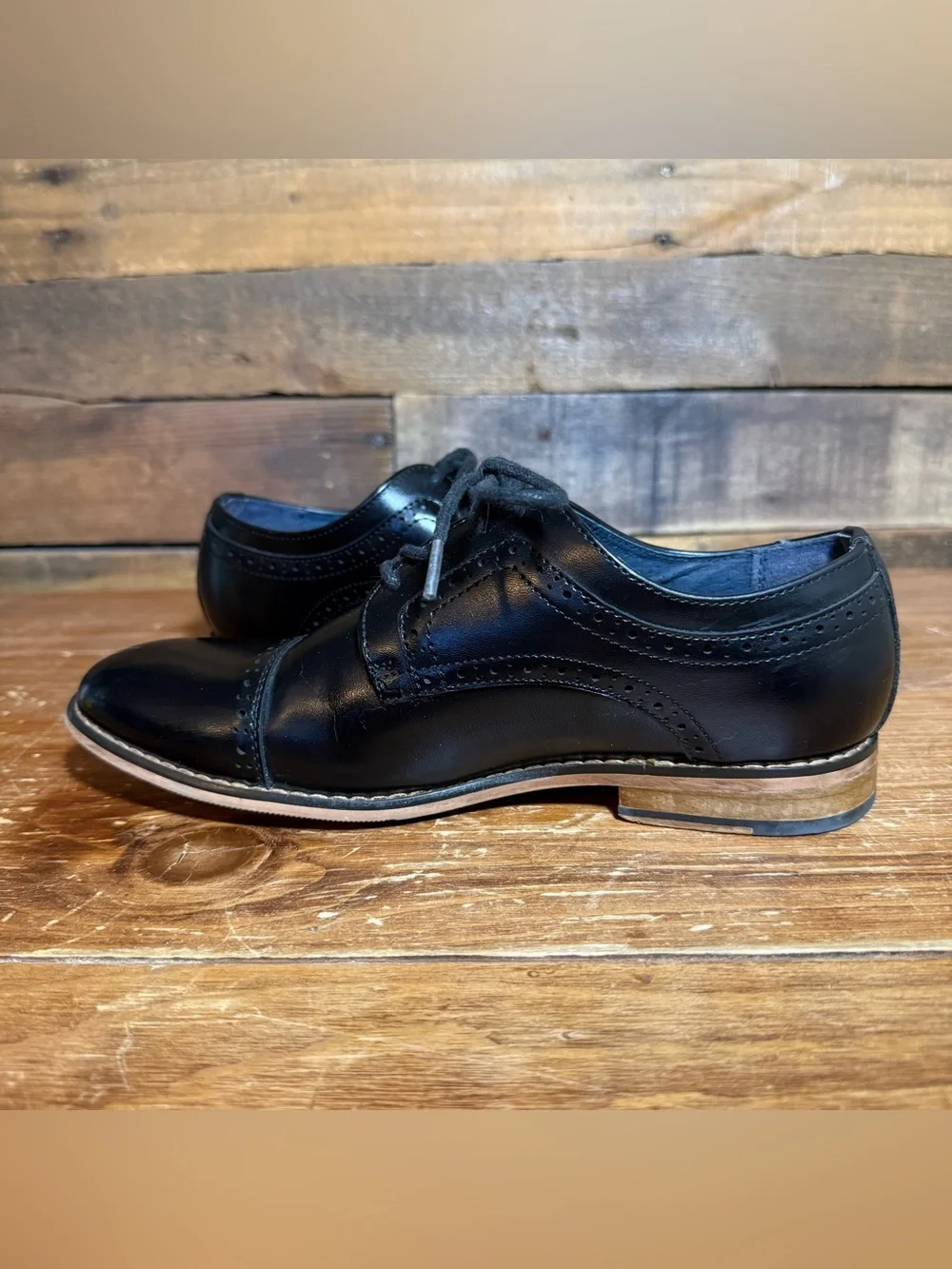 Bruno Marc Boy's Prince-K1 Classic Oxfords Black Dress Shoe Boys size 4.